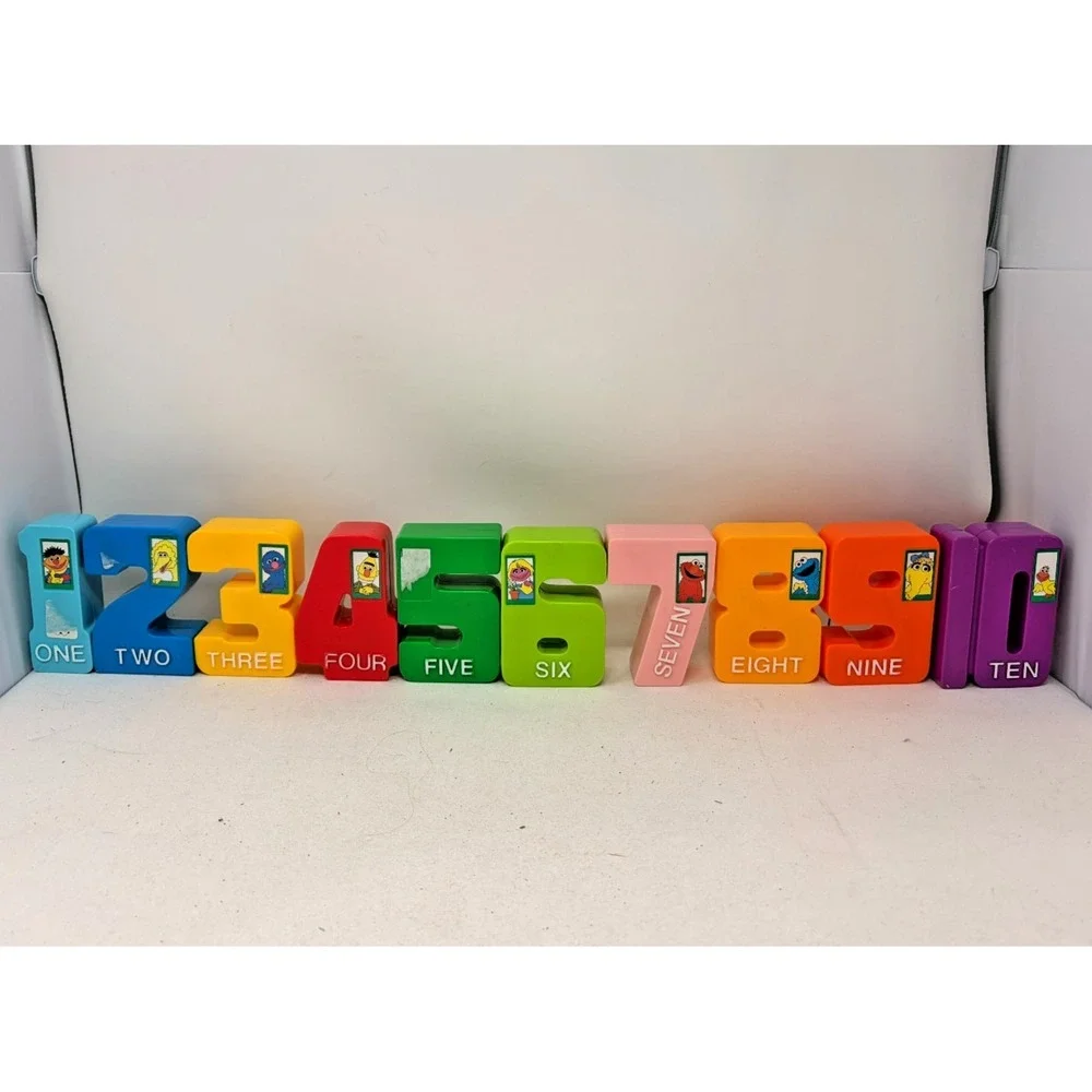 Vintage TYCO Preschool Sesame Street Numbers 1-10 Learning Blocks Lot of 10